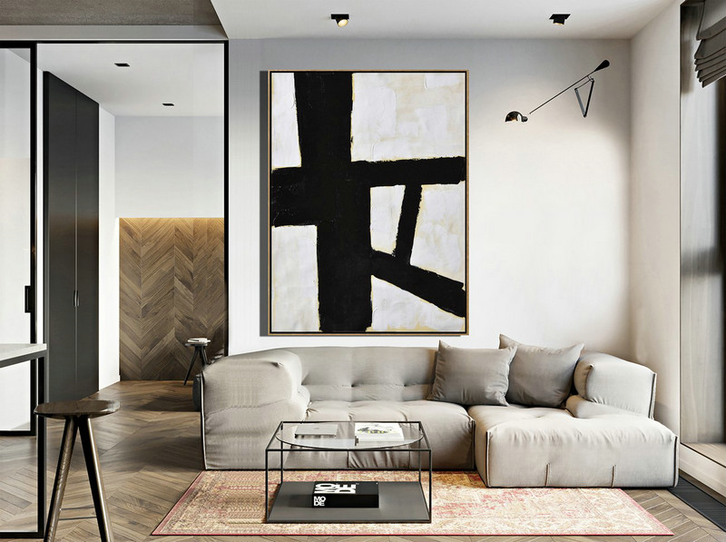 Large Contemporary Art Acrylic Painting,Minimalist Painting On Canvas, Palette Knife Vertical Minimal Art - Large Canvas Art,Modern Art Abstract Painting